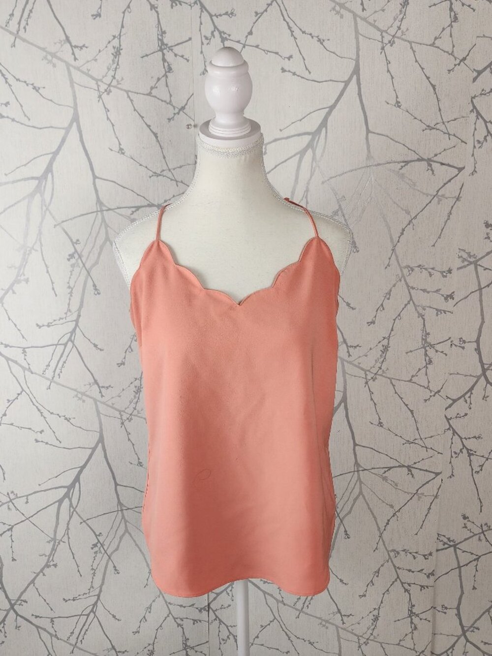 J. Crew Salmon Pink Strappy Scalloped Cami